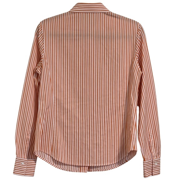 Loro Piana Rust and Cream Striped Button-Down Shirt - Picture 5 of 12